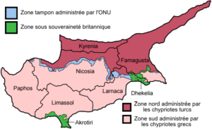 Carte des districts de Chypre